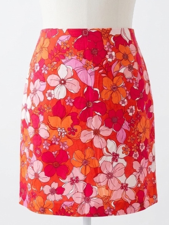 Talbots Dresses & Skirts - Talbots Tossed Flowers Canvas A-Line Skirt Bright Colorful Pink Orange 8 PETITE